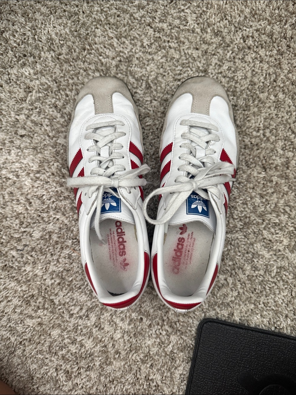 adidas samba White Sneakers with Red Stripe Accents